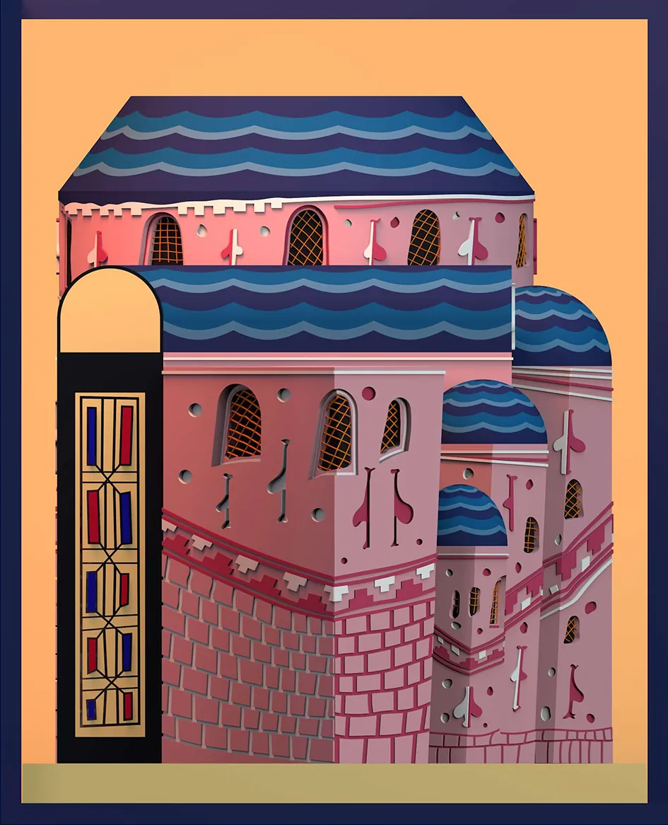 3D digital reconstruction of the Byzantine church miniature from Lectionary 120, Mete Kutlu, 2020